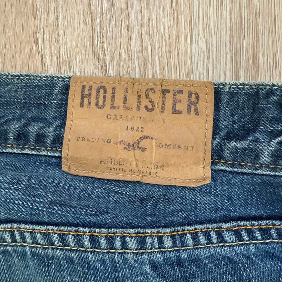 Hollister Huntington Low Rise Slim Straight Jeans Men 32x32 Blue Dark Wash Denim - Picture 6 of 12